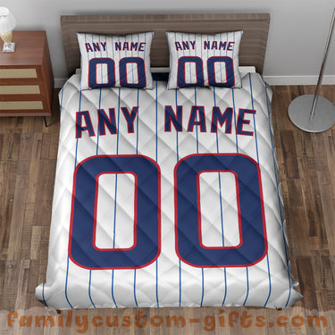 Custom Quilt Sets Chicago Jersey Personalized Baseball Premium Quilt Bedding for Boys Girls Men Women